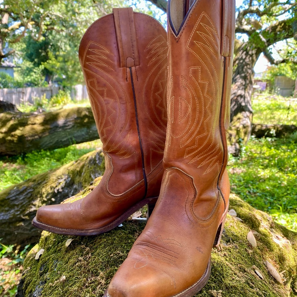Vintage Frye Western Leather Cowboy Boots- Whiskey 6 B